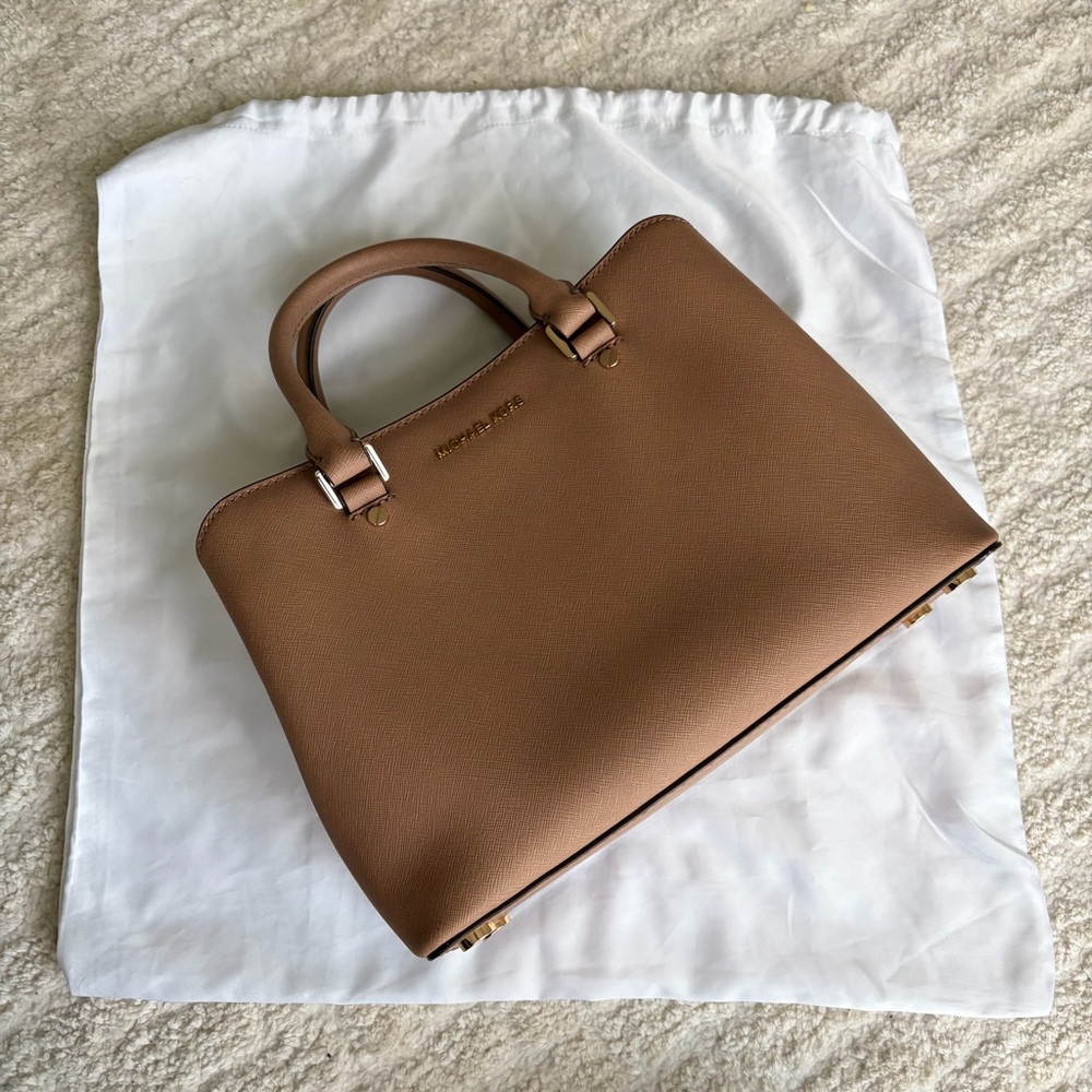 Michael Kors Leather Satchel in Light Brown